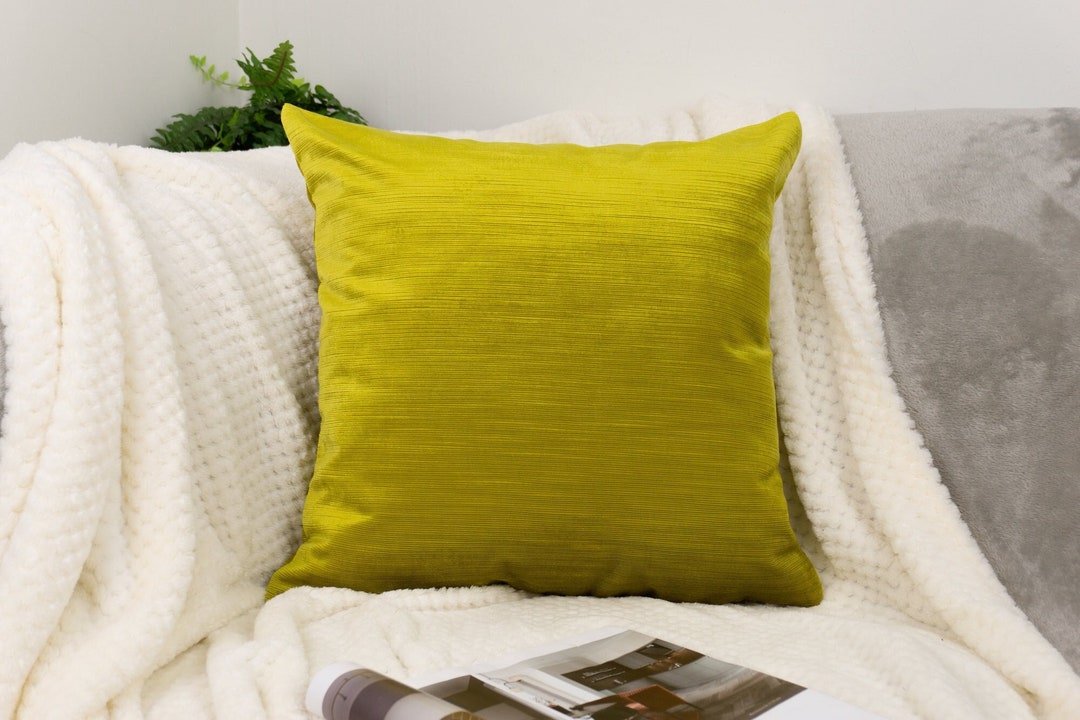 Luxury Cord Velvet Gold Cushion Cover, Modern Home Velvet Sofa Pillow Cover, Yellow Throw Pillow