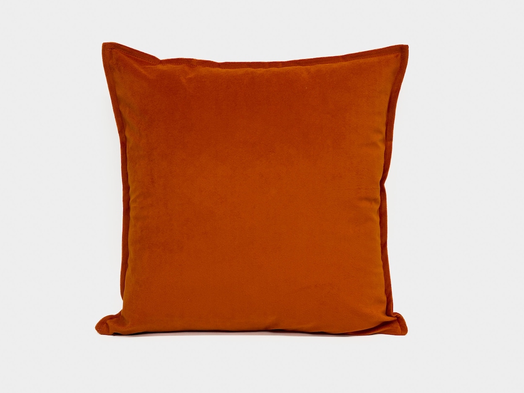 Luxury Velvet Burnt Orange Cushion Cover, Plush Velvet Burnt Orange