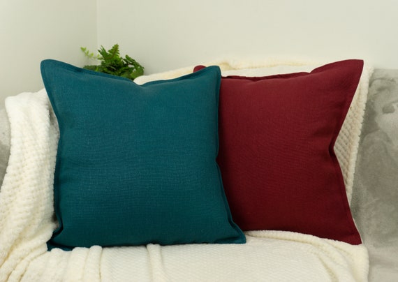 Cotton Linen Emerald Green Cushion Covers I Linen Throw Pillow Covers Sofa Cushion Cover Home Decor 18x18inch Slate Green Etsy Canada