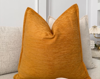 Funda de cojín de terciopelo de chenilla naranja, decoración del hogar, funda de almohada de chenilla naranja quemada (todos los tamaños)