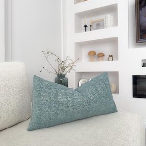 Chenille Velvet Duck Egg Blue Cushion Cover Duck Blue Lumbar Pillow Cover (All Sizes)