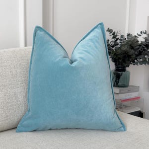 Cotton Velvet Light Blue Cushion cover Mint Blue Throw Pillow Cover Blue Lumbar (All Sizes)
