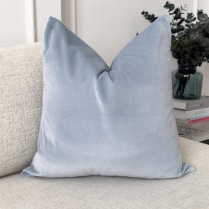 Duck Egg Blue Velvet Pillow Cover: Light Blue Lumbar Cushion All Sizes
