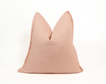 Linen Dusty Pink Cushion Cover Pink Pillow Cover Lumbar (All Sizes)