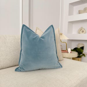 Premium Velvet Duck Egg Blue Cushion Cover Flanged Blue Throw Pillow Cover Home Decor Lumbar Pillow Cover (All Sizes)