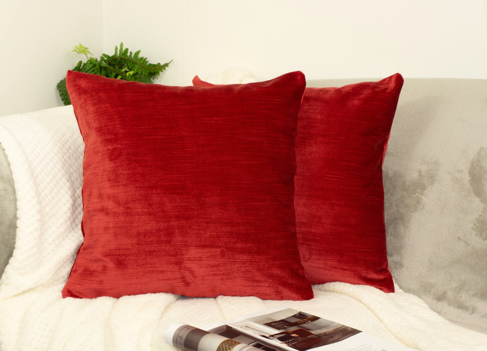 Handmade Cord Velvet Red Cushion Cover I Red Pillowcase l Etsy