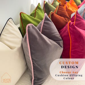 Velvet Piping Cushion Covers Custom Piping Pillow Covers - 42 Colours (All Sizes)