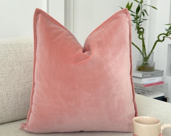 Velvet Pink Cushion Cover; Premium Cotton Velvet Pink Throw Pillow Cover (All Sizes)