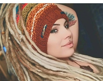 Knit Unisex Dreads Long Tube Hat Knit Women Men Headbands Tube Dreads Wrap Dread Sock Dreadlock Beanie