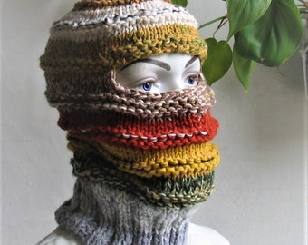 Crochet Balaclava: Multicoloured Acrylic Winter Hat, Unisex Ski Mask