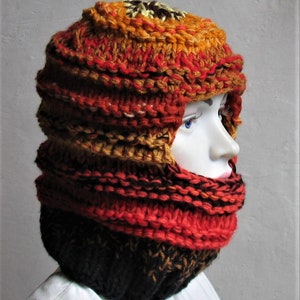 Gestreifte gestrickte Balaclava Ski Maske, Vegan Acryl Wolle