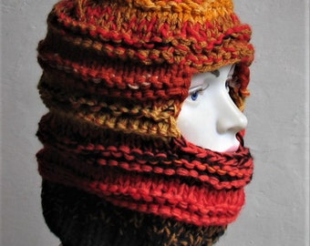 Striped Knit Balaclava Ski Mask, Vegan Acrylic Yarn