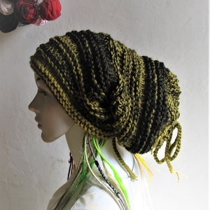 Ręcznie robione unisexowe dredy długie / czapka beanie / luźna czapka dred