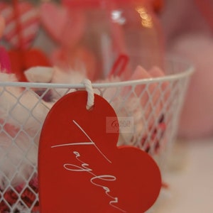 Heart Tags,Valentines Day,Heart Name Tags,Valentine&#39;s Day Gifts,Wooden Gift Tags,Anniversary Gift,Engraved,Personalized Wood Hearts