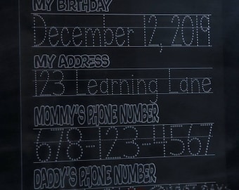 All about me dry erase board| Learn birthday, address and Phone numbers| Acrylic Dry Erase| Educational toy| Preschool and Kindergarten Prep
