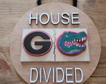 Rivalry sports team door hangers| House divided sports sign| Sports themed door hanger| Football door hanger| sports gifts| door hanger
