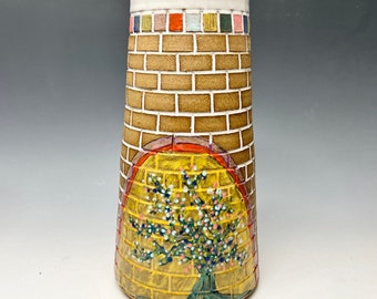 Tree Mural Brick Vase
