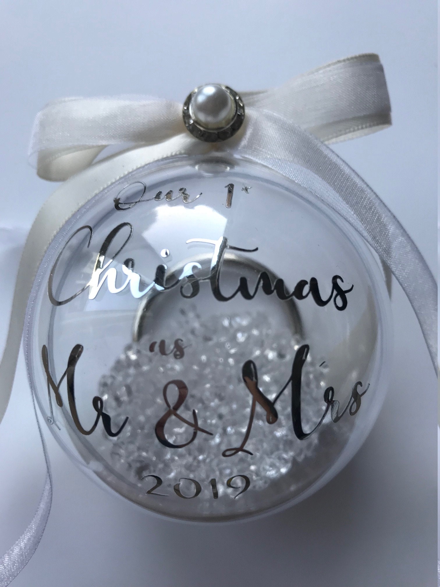 First Christmas as Mr and Mrs Xmas Decoration Bauble - Etsy UK