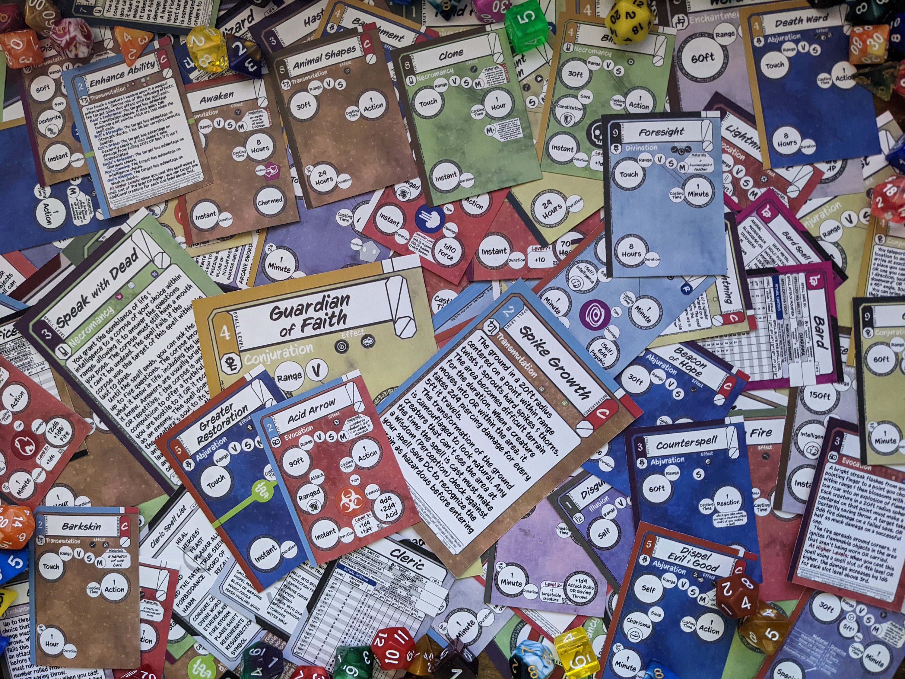 Printable Spell Cards 5e SRD5.1 Class, Bonus, Cantrips to 9th Level ...