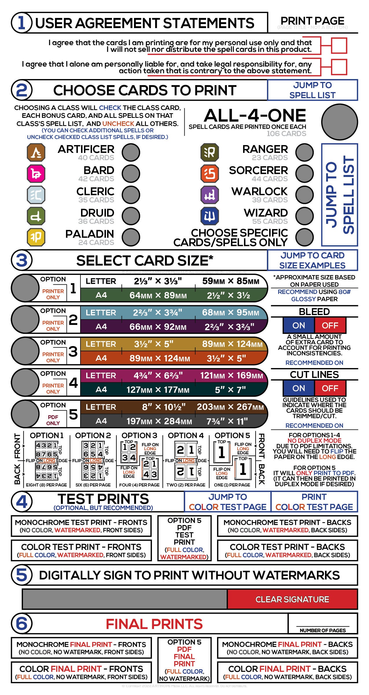 Printable Spell Cards 5e SRD5.1 Class, Bonus, Cantrip, &amp; 1st Level ...