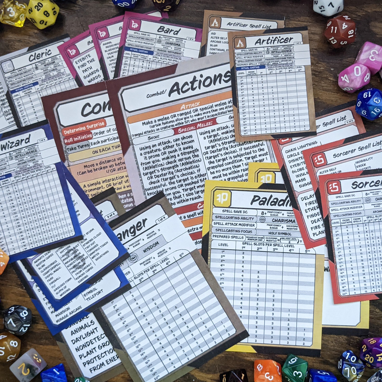 Printable Spell Cards 5e SRD5.1 Class, Bonus, Cantrip, &amp; 1st Level ...