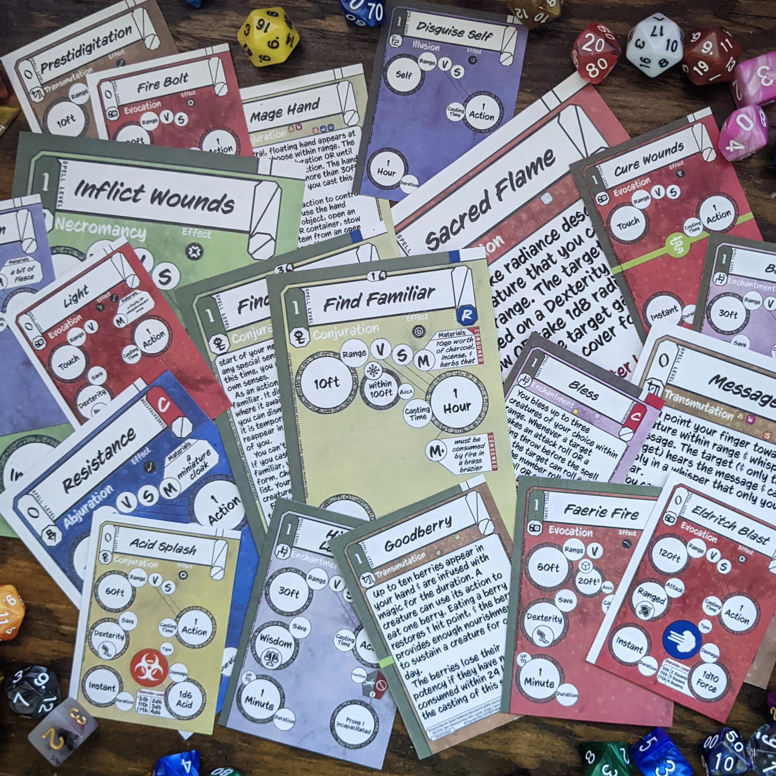 Printable Spell Cards 5e SRD5.1 Class, Bonus, Cantrip, &amp; 1st Level ...
