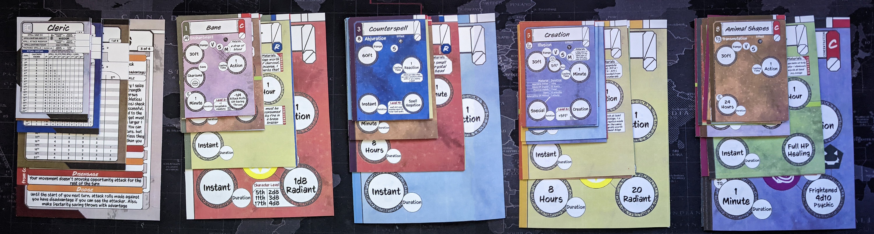 Printable Spell Cards 5e SRD5.1 Class, Bonus, Cantrips to 9th Level ...