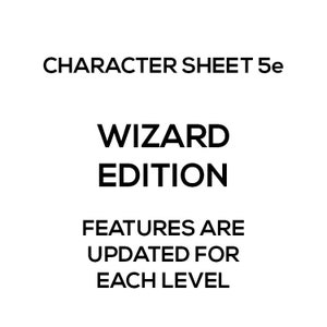 Character Sheet 5e: Wizard Edition
