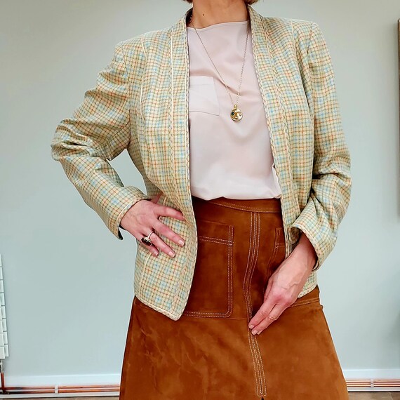 Vintage jacket/blazer, pastel check pattern, made