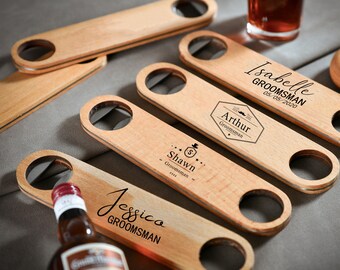 Premium Quality Bottle Opener - Groomesman Gifts - Custom Engraved Wood Handle Wine Opener - Perfect Gift for Him, Dad, or Grandpa