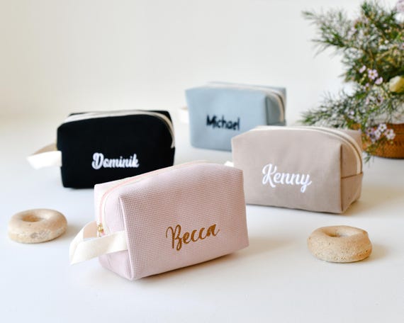 Monogrammed Bridal Makeup Bag,  Personalized Bridesmaid Gift, Travel Toiletry Organizer for Her