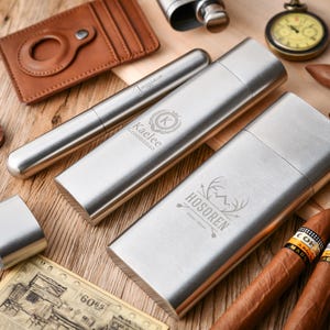 Personalized best men gifts cigar flask 3-in-1, premium cigar box, engraved groomsmen gifts cigar flask