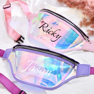 Personalisierte Holographische Gürteltaschen, anpassbare Brautjungfer Taille Taschen, Monogramm Brautjungfern Geschenke