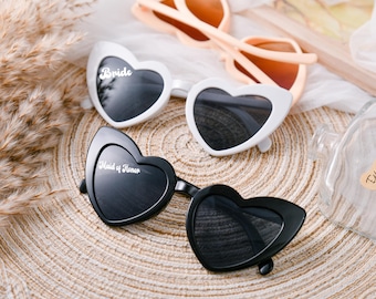 Custom Bridal Party Heart Shaped Sunglasses,Personalised Bridesmaid Gifts,Party Souvenirs,Personalized heart-shaped glasses