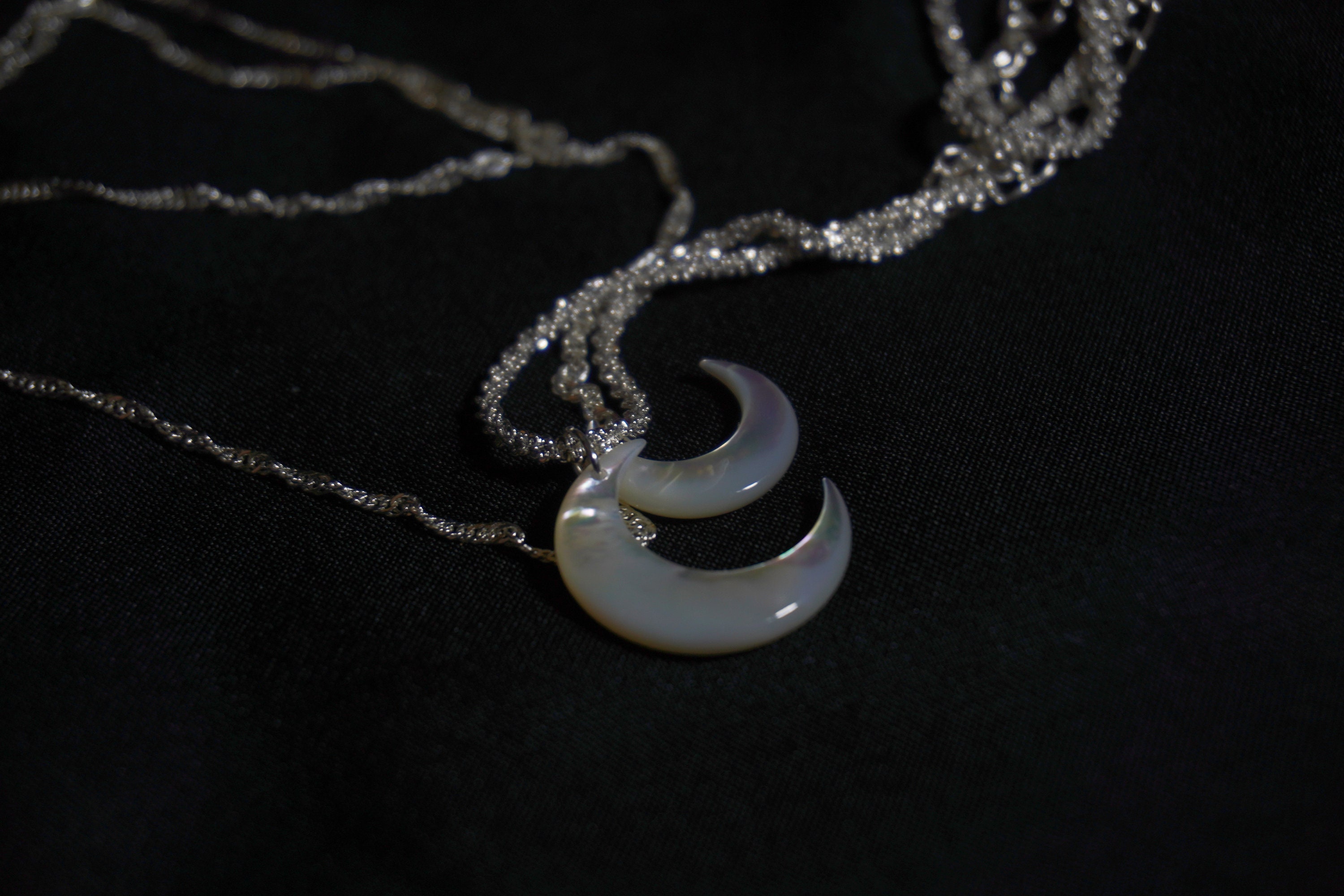 Mother of pearl crescent moon necklace Clearance