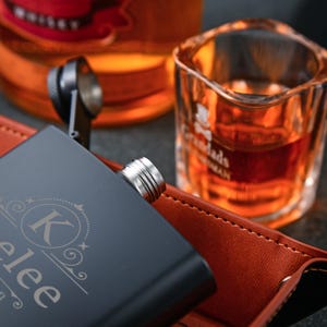 Black Engraved Stainless Steel Hip Flask - Personalized Flask for Dad ...