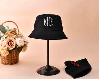 Embroidered bridal bucket hat, stylish accessory for bride and bridesmaids, personalized bridal shower gift