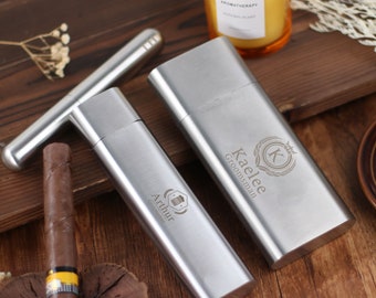 Personalized cigar gift 3-in-1, premium cigar bottle with exquisite accessories, enhance your cigar experience with this exquisite set.