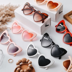 Gafas de sol personalizadas con forma de corazón para fiesta nupcial, regalos personalizados para dama de honor, recuerdos de fiesta, gafas personalizadas con forma de corazón