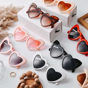 Gafas de sol personalizadas con forma de corazón para fiesta nupcial, regalos personalizados para dama de honor, recuerdos de fiesta, gafas personalizadas con forma de corazón