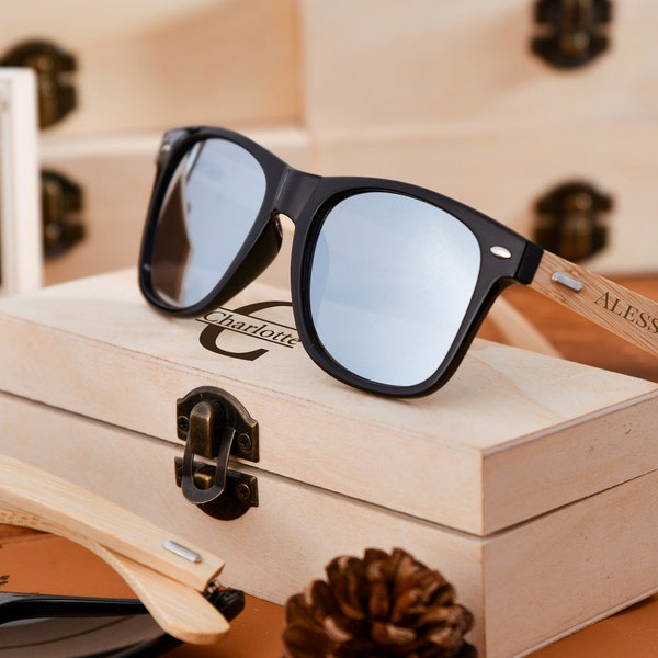 Groomsmen Gifts Set - Personalized Sunglasses with Engraved Names, Perfect for Wedding Favors and Bridal Party Gifts!