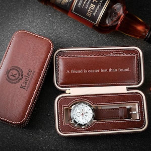 Custom groomsman gift, vintage leather watch box, custom zipper watch box storage box, perfect gift for the groomsman
