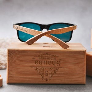 Custom Engraved Wooden Sunglasses, Personalized Groomsmen Gift Set, Trendy Best Man Proposal Idea, Unique Gift for Him image 3