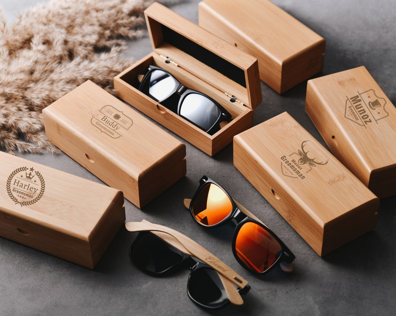 Custom Engraved Wooden Sunglasses, Personalized Groomsmen Gift Set, Trendy Best Man Proposal Idea, Unique Gift for Him image 7