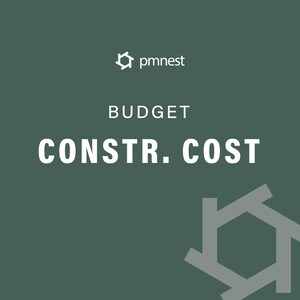 May include: A dark green graphic featuring the words "BUDGET CONSTR. COST" in white, with the "pmnest" logo at the top. A geometric shape is in the lower right corner. The image is designed for financial planning.