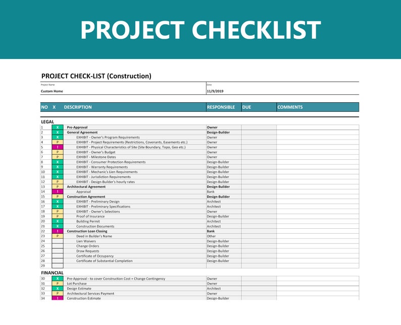 Liste de contrôle du projet Construction ou tout autre Etsy France