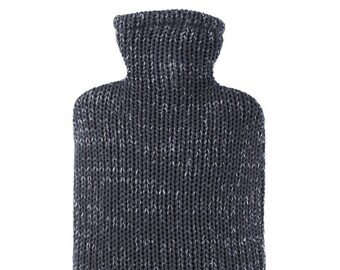 Botella de agua caliente sin goma Classic Comfort de 1.8 litros con cubierta de algodón orgánico antracita de primera calidad, perfecta para dolores, calambres y alivio del dolor