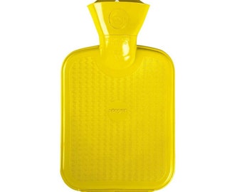 0,8 Liter Gelbe doppel gerippte Wärmflasche ohne Bezug von Sanger - Zum Warmhalten & Schmerzlinderung