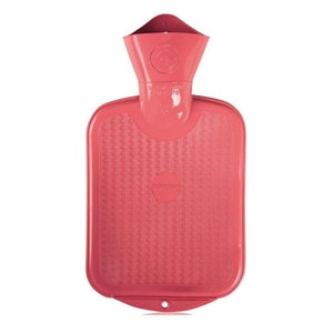 0.8 Litre Pink Double Ribbed Hot Water Bottle Without Cover by Sanger - For Keeping Warm & Relieve Pain and Aches