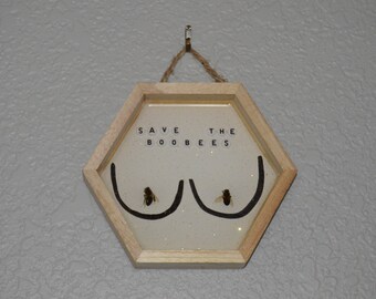 save the boobees honeycomb wooden wall hanging made with real bees sealed in resin